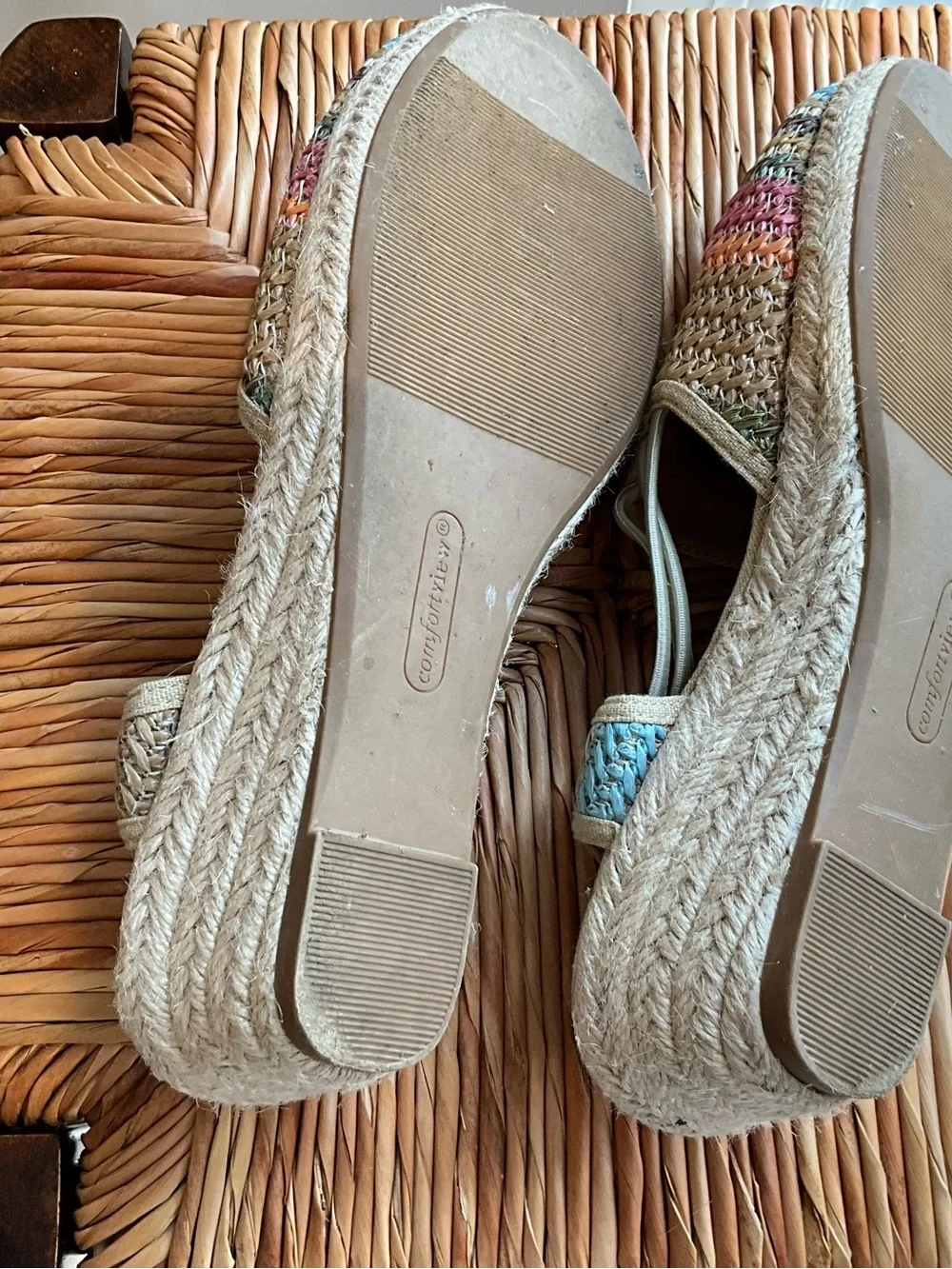 comfortview Multicolor Woven Espadrille Slingback Wedge size 9W